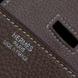 Hermes Etain Clemence Leather Palladium Hardware Shoulder Birkin 42 Bag