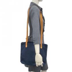 Pre Owned Hermes Navy Blue Cotton Ahmedabad Shoulder Bag