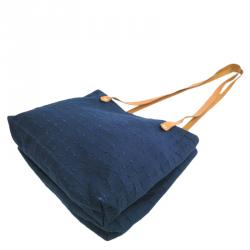 Pre Owned Hermes Navy Blue Cotton Ahmedabad Shoulder Bag