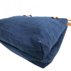 Pre Owned Hermes Navy Blue Cotton Ahmedabad Shoulder Bag