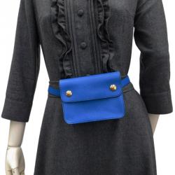 Pre Owned Hermes  Blue Couchevel Pochette Green Bumbag