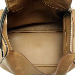 Pre Owned Hermes Brown Clemence Leather Lindy 34 Bag