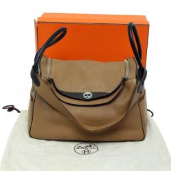 Pre Owned Hermes Brown Clemence Leather Lindy 34 Bag