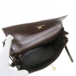 Pre Owned Hermes Ebene Veau Gulliver Leather Gold Hardware Kelly Retourne 32 