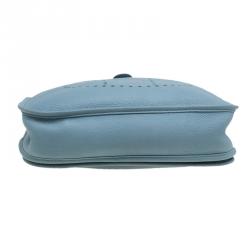 Pre Owned Hermes Blue Jean Clemence Leather Evelyne III PM Bag