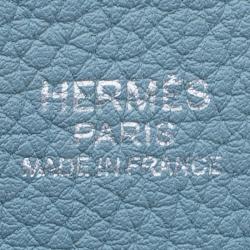 Pre Owned Hermes Blue Jean Clemence Leather Evelyne III PM Bag