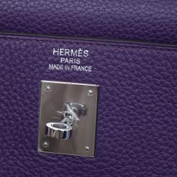 Pre Owned Hermes Purple Clemence Leather Palladium Hardware Kelly Retourne 35 Bag