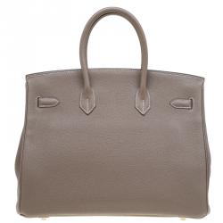 Hermes Etain Togo Leather Gold Hardware Birkin 35 Bag