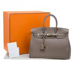 Hermes Etain Togo Leather Gold Hardware Birkin 35 Bag