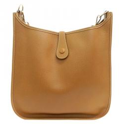 Pre Owned Hermes Brown Clemence Leather Evelyne III GM Bag