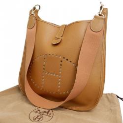 Pre Owned Hermes Brown Clemence Leather Evelyne III GM Bag