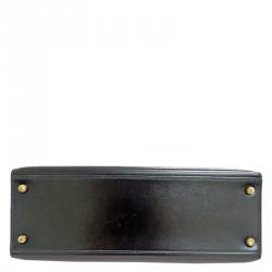Hermes Black Leather Box Calf Leather Kelly 32 Bag