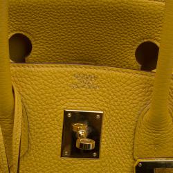 Pre Owned Hermes Yellow Clemence Leather Gold Hardware Birkin 35 Bag