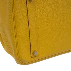 Pre Owned Hermes Yellow Clemence Leather Gold Hardware Birkin 35 Bag