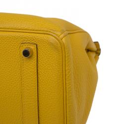 Pre Owned Hermes Yellow Clemence Leather Gold Hardware Birkin 35 Bag