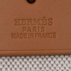Pre Owned Hermes Tan/Beige Leather and Canvas Herbag 2 in 1
