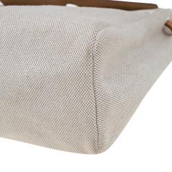 Pre Owned Hermes Tan/Beige Leather and Canvas Herbag 2 in 1