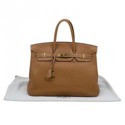 Pre Owned Hermes Cognac Togo Leather Gold Hardware Birkin 35 Bag