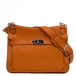 Pre Owned Hermes Orange Taurillon Clemence Leather Jypsiere 34 Bag