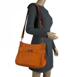 Pre Owned Hermes Orange Taurillon Clemence Leather Jypsiere 34 Bag