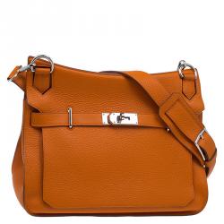 Pre Owned Hermes Orange Taurillon Clemence Leather Jypsiere 34 Bag