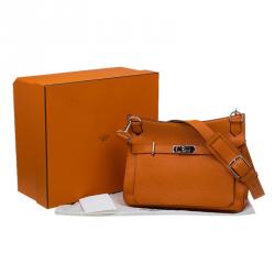 Pre Owned Hermes Orange Taurillon Clemence Leather Jypsiere 34 Bag