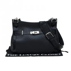 Pre Owned Hermes Black Taurillon Clemence Leather Jypsiere 34 Bag
