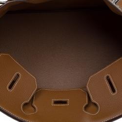 Hermes Brown Clemence Leather Palladium Hardware Shoulder Birkin 42 Bag
