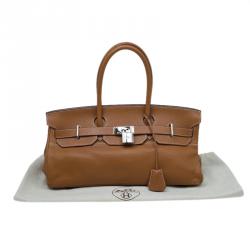 Hermes Brown Clemence Leather Palladium Hardware Shoulder Birkin 42 Bag