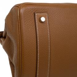 Hermes Brown Clemence Leather Palladium Hardware Shoulder Birkin 42 Bag