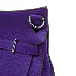 Hermes Purple Clemence Taurillon Jypsiere Messenger Bag 34CM