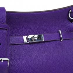 Hermes Purple Clemence Taurillon Jypsiere Messenger Bag 34CM