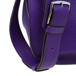 Hermes Purple Clemence Taurillon Jypsiere Messenger Bag 34CM