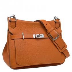 Pre Owned Hermes Orange Taurillon Clemence Leather Jypsiere 34 Bag