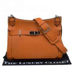 Pre Owned Hermes Orange Taurillon Clemence Leather Jypsiere 34 Bag