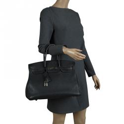 Hermes Noir Togo Leather Palladium Hardware Birkin 35 Bag