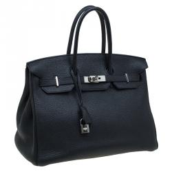 Hermes Noir Togo Leather Palladium Hardware Birkin 35 Bag