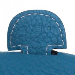 Pre Owned Hermes Blue Jean Clemence Leather Evelyne III PM Bag