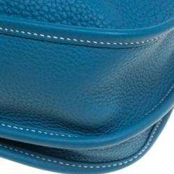Pre Owned Hermes Blue Jean Clemence Leather Evelyne III PM Bag