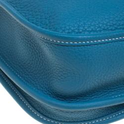 Pre Owned Hermes Blue Jean Clemence Leather Evelyne III PM Bag