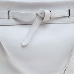 Pre Owned Hermes White Swift Leather Palladium Plated Kelly Flat 35 Bag