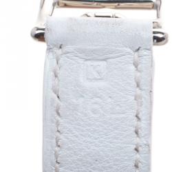 Pre Owned Hermes White Swift Leather Palladium Plated Kelly Flat 35 Bag