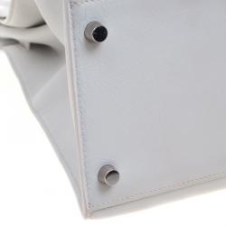 Pre Owned Hermes White Swift Leather Palladium Plated Kelly Flat 35 Bag