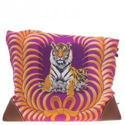 مملوكة مسبقًا Hermes Multicolor Tiger Printed Silk and Swift Leather Silky City 33 Bag