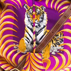 مملوكة مسبقًا Hermes Multicolor Tiger Printed Silk and Swift Leather Silky City 33 Bag