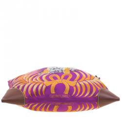 مملوكة مسبقًا Hermes Multicolor Tiger Printed Silk and Swift Leather Silky City 33 Bag