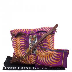 مملوكة مسبقًا Hermes Multicolor Tiger Printed Silk and Swift Leather Silky City 33 Bag