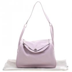 Pre Owned Hermes Pink Swift Leather Palladium Plated Lindy 34 Bag