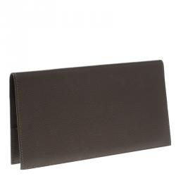 Pre Owned Hermes Cacao Epsom Leather Long Twill Wallet
