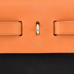 Pre Owned Hermes Bi Color Canvas/Leather 2-in-1 Herbag PM Bag